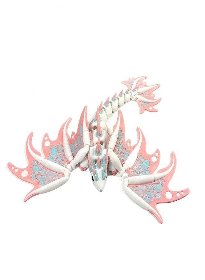 Kizcmvre 3D Printed Dragon with Wings - Articulated 7 Inch Pink Flying 3D Printed Dragon Toy,3D Printed Animal Fidget Toy for Creative Desk Pet Decor Fun Gift.(Pink) - Image 1